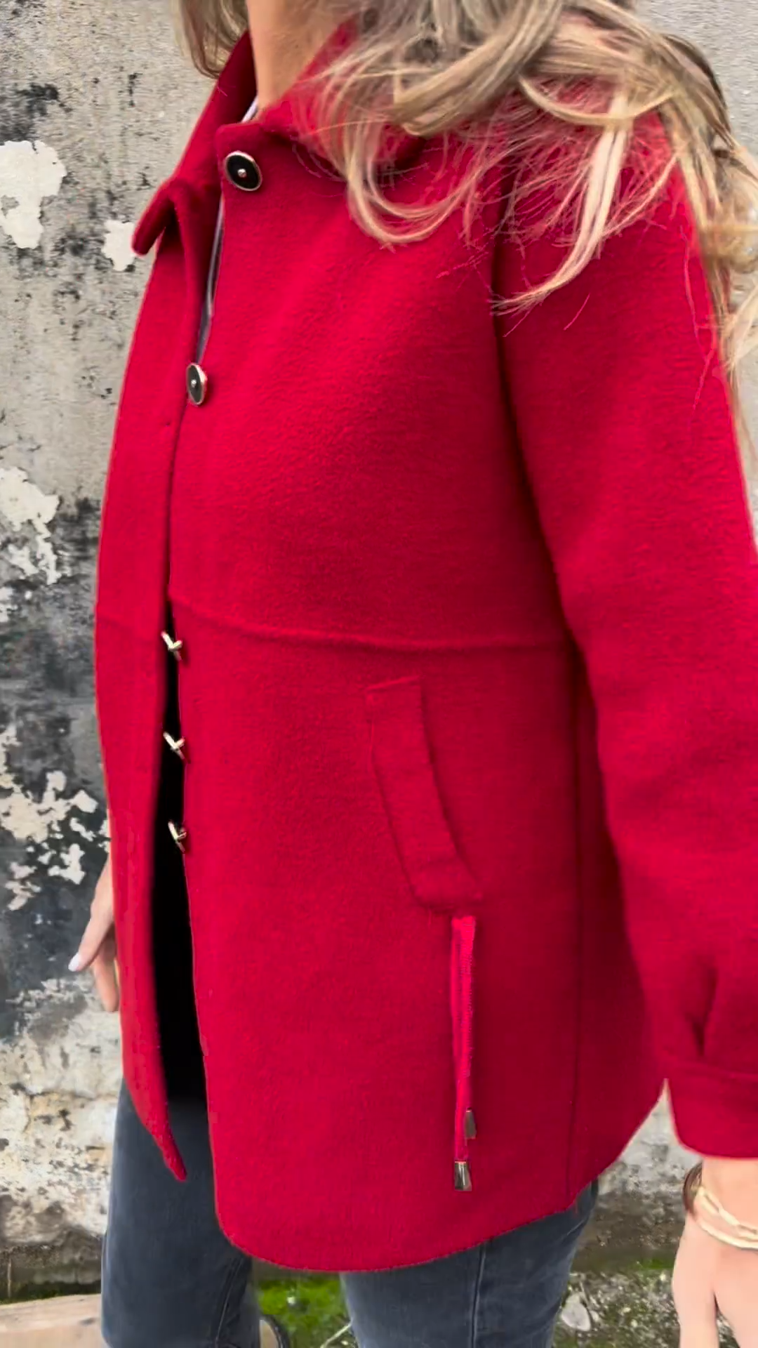 Manteau boutonné élégant en laine mélangée