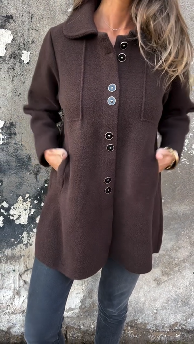 Manteau boutonné en laine mélangée