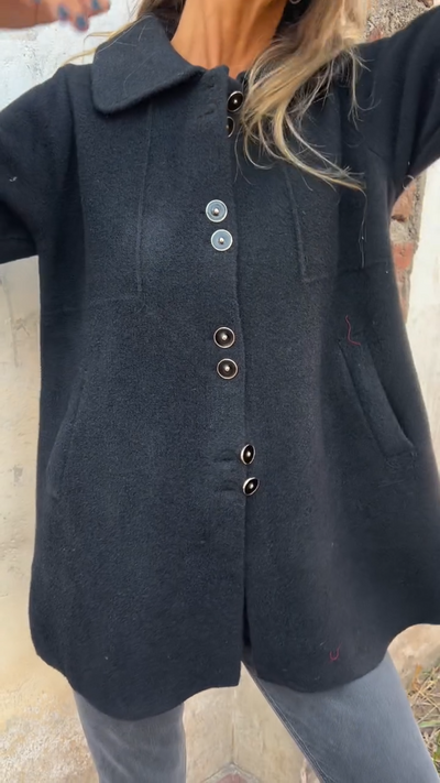 Manteau boutonné en laine mélangée
