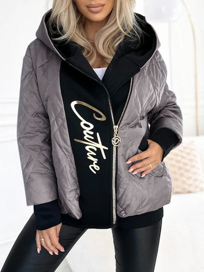 Manteau à capuche décontracté avec fermeture éclair pour femmes