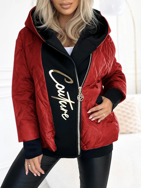 Manteau à capuche décontracté avec fermeture éclair pour femmes