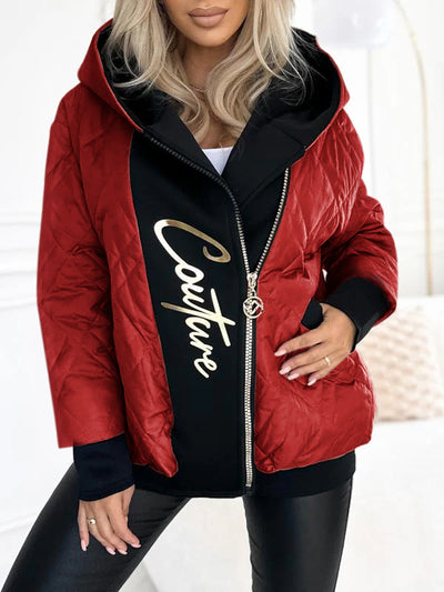 Manteau à capuche décontracté avec fermeture éclair pour femmes