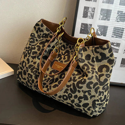 Astrid | Sac fourre-tout en toile imprimé léopard