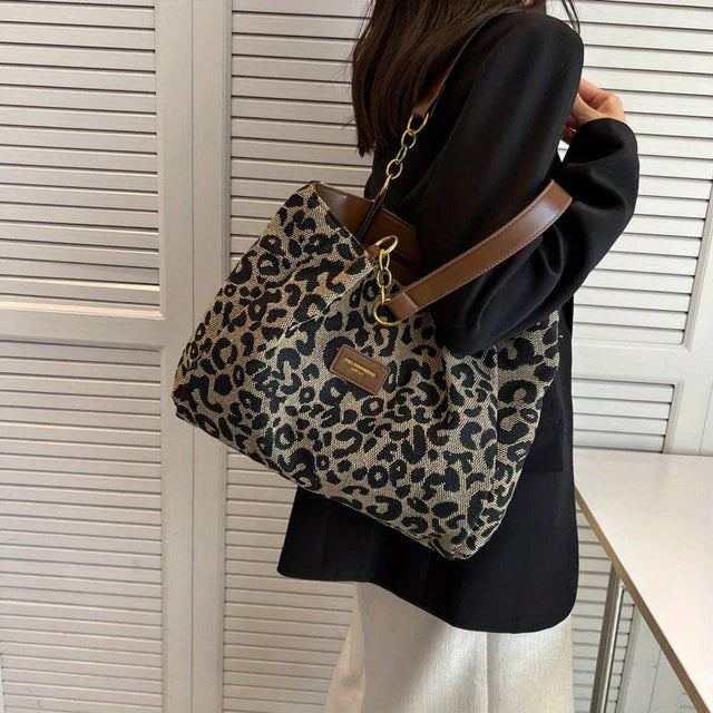 Astrid | Sac fourre-tout en toile imprimé léopard