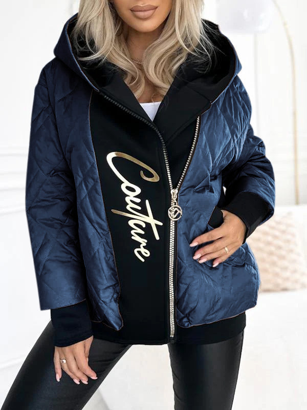 Manteau à capuche décontracté avec fermeture éclair pour femmes