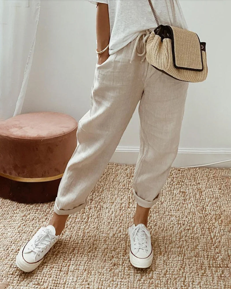Natalie | Pantalon en coton et lin pour femme