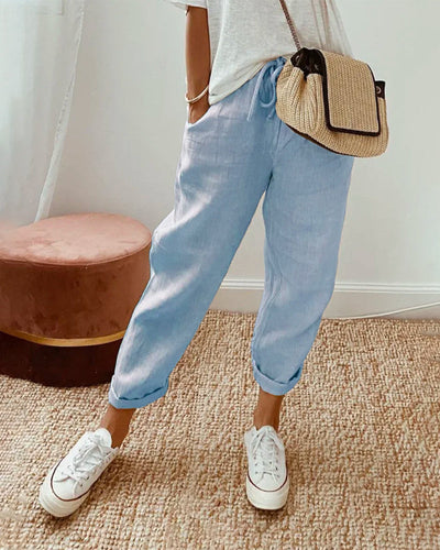 Natalie | Pantalon en coton et lin pour femme