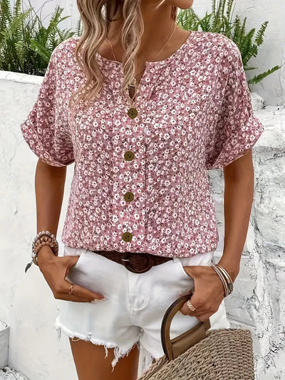 Lucie | Blouse florale à boutons