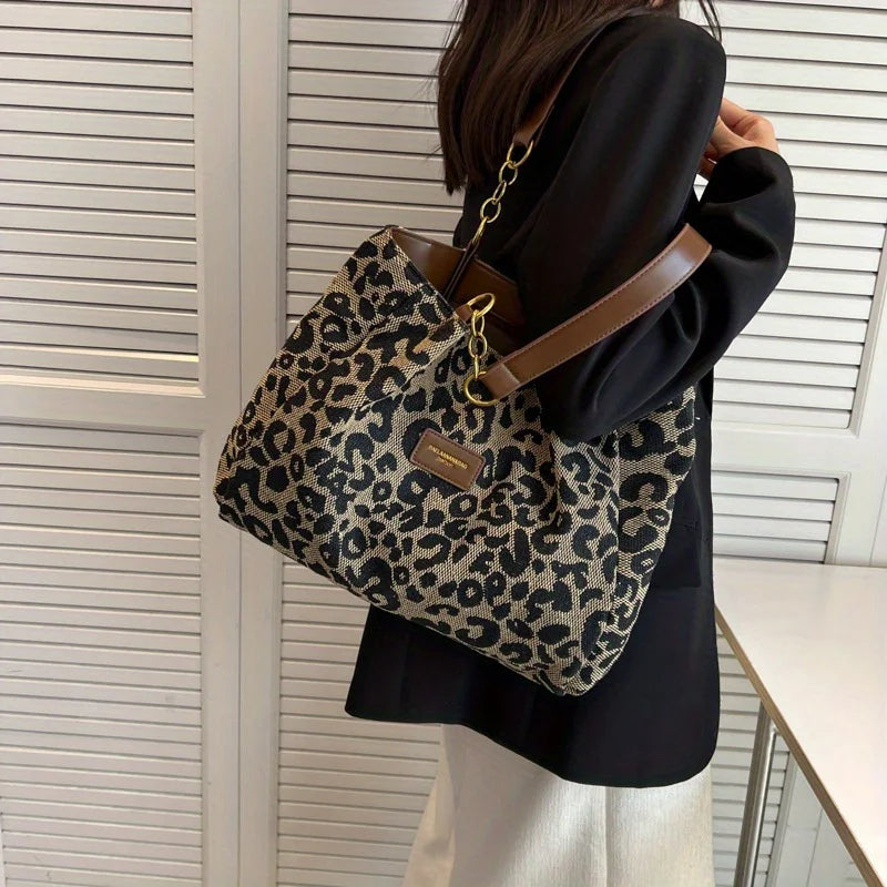 Astrid | Sac fourre-tout en toile imprimé léopard