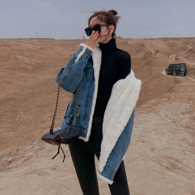 Veste en peau de mouton Arctic Luxe en denim