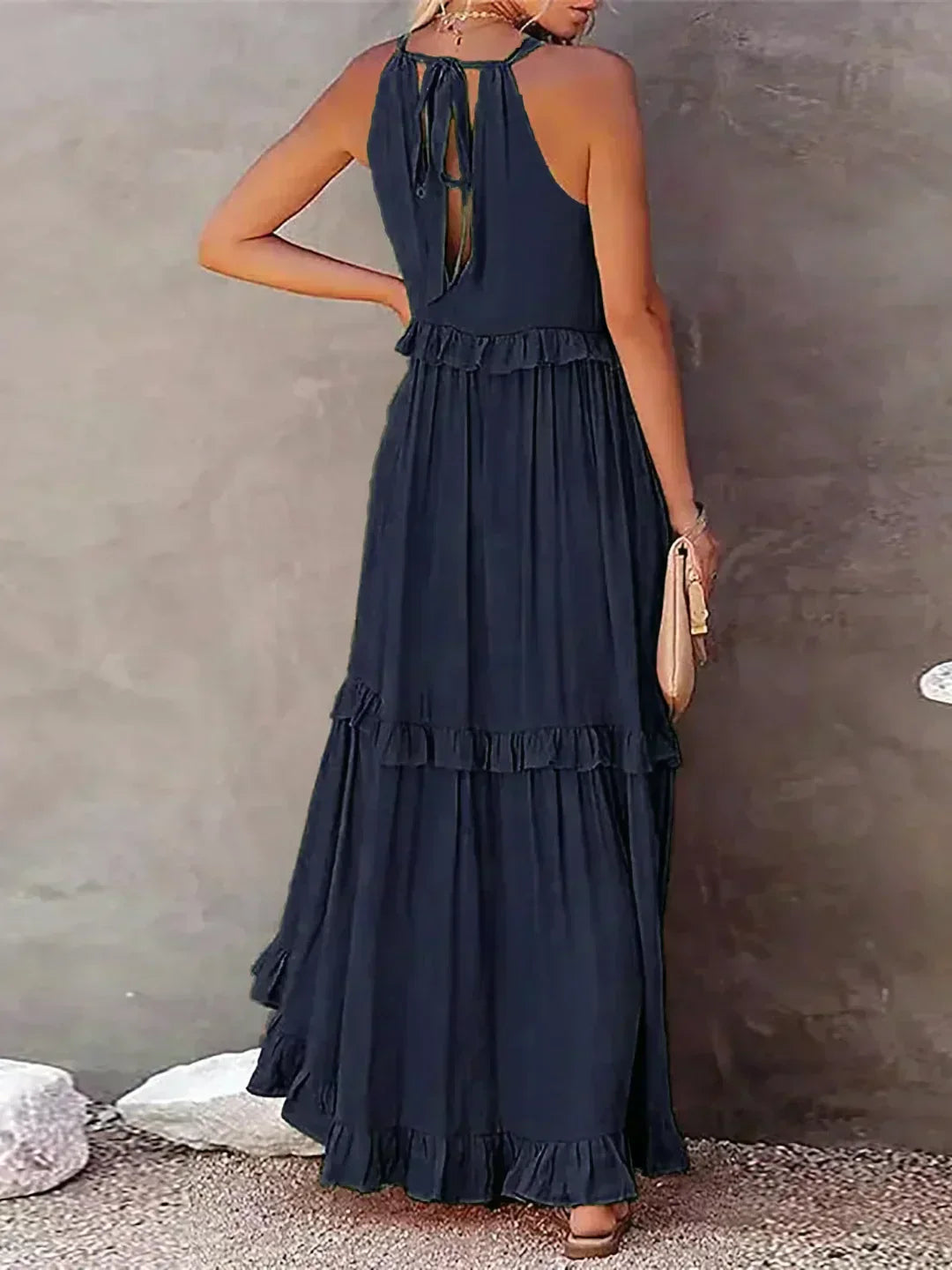 Apolline | Robe longue à volants et à rabats