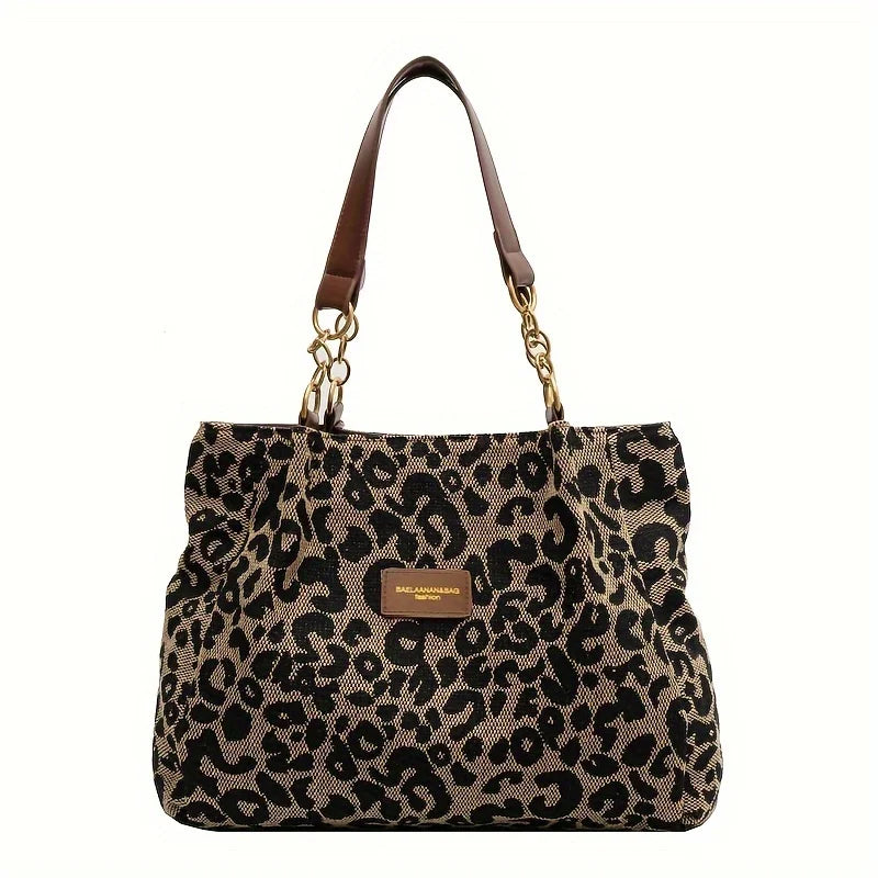 Astrid | Sac fourre-tout en toile imprimé léopard