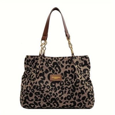 Astrid | Sac fourre-tout en toile imprimé léopard