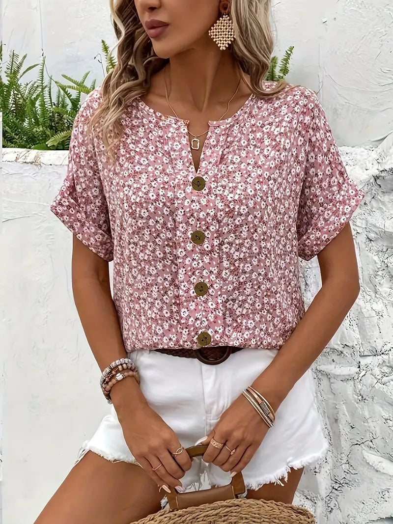 Lucie | Blouse florale à boutons