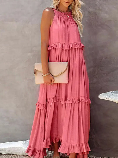 Apolline | Robe longue à volants et à rabats