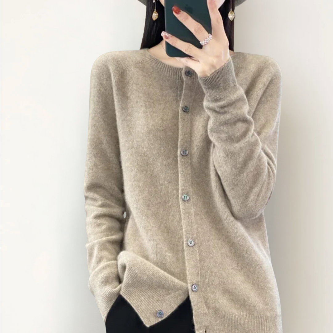 Emily | Cardigan en laine mérinos à col rond