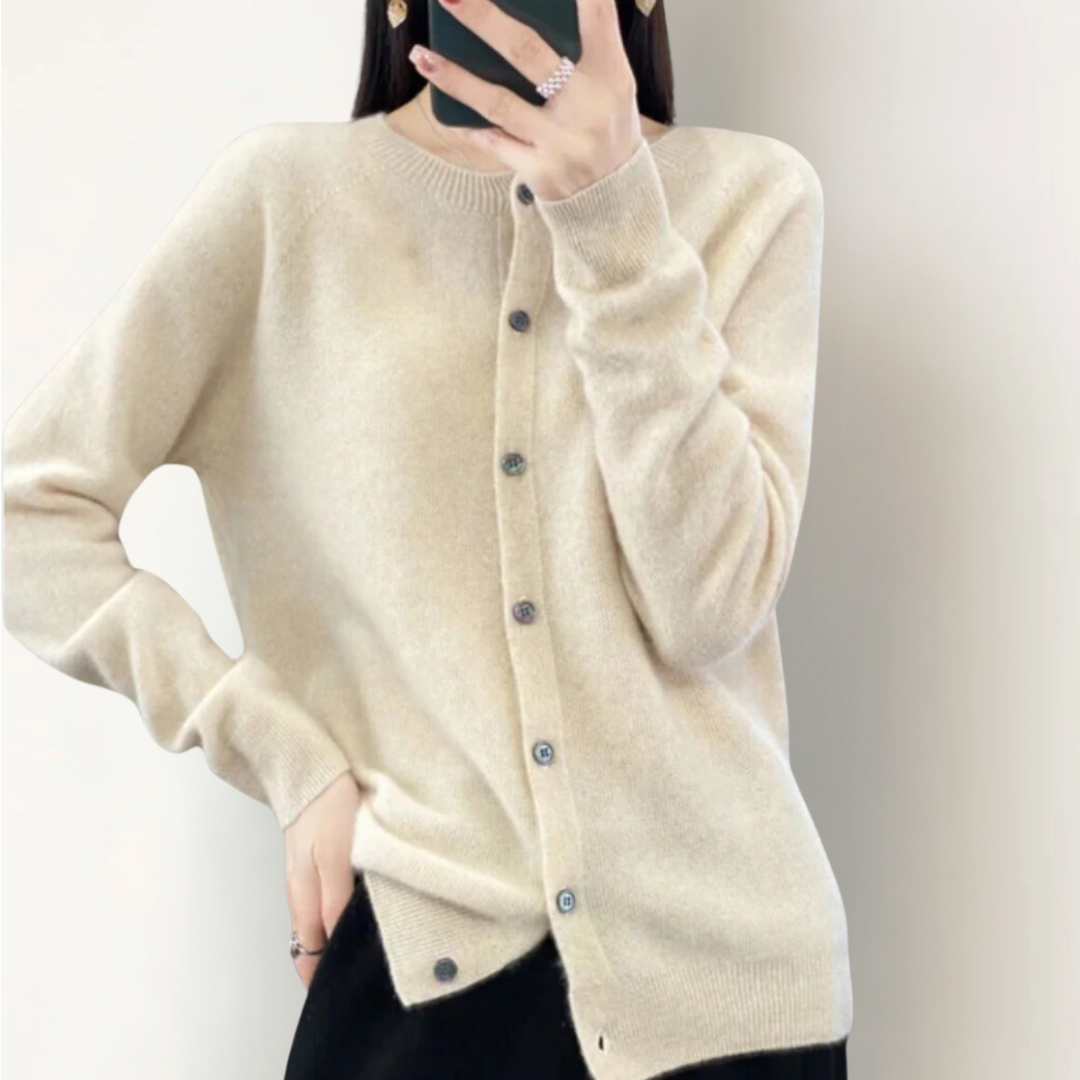 Emily | Cardigan en laine mérinos à col rond