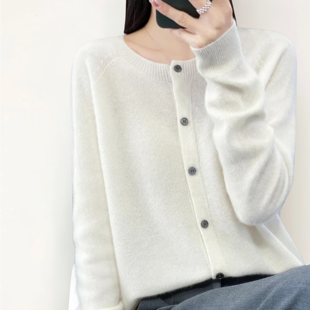 Emily | Cardigan en laine mérinos à col rond