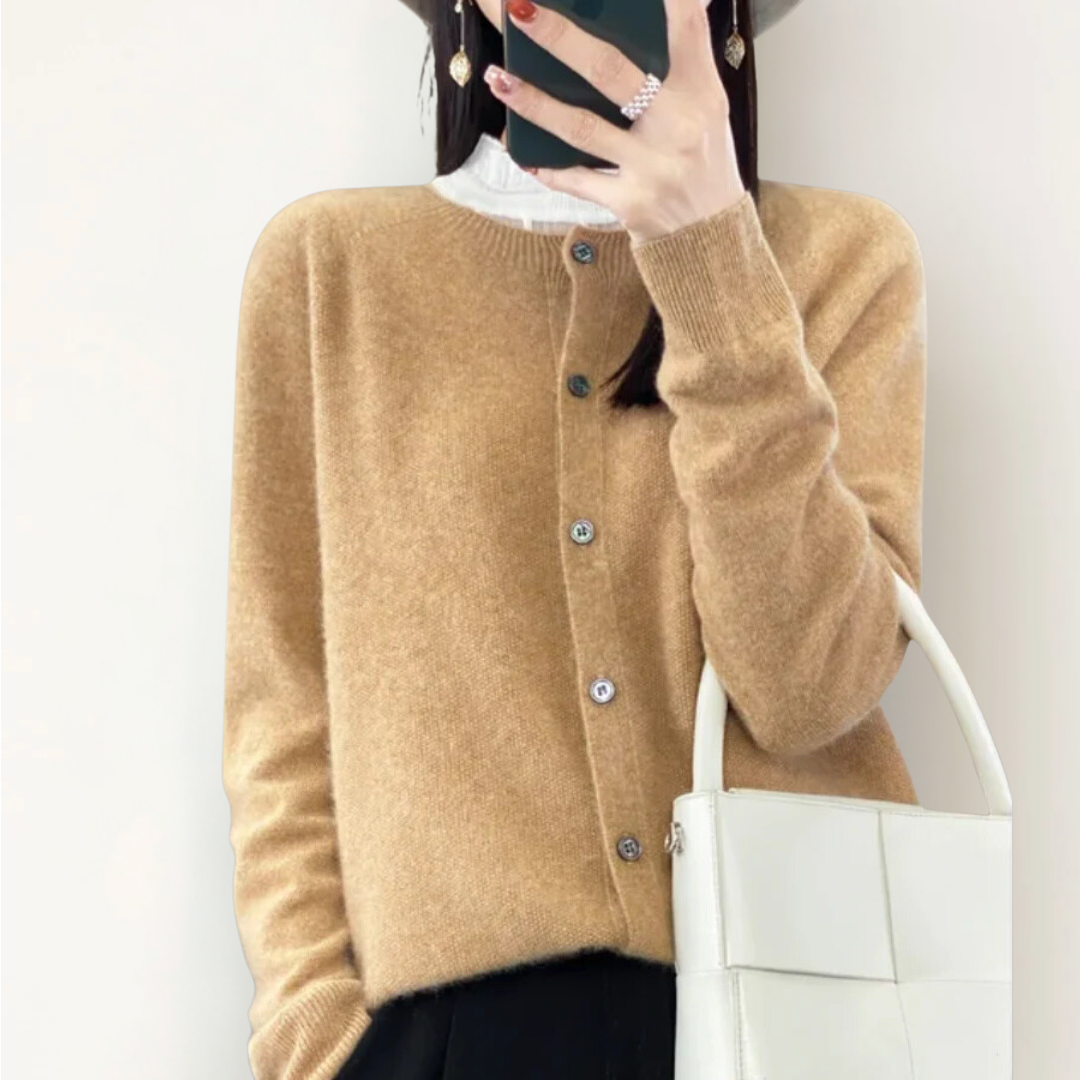 Emily | Cardigan en laine mérinos à col rond