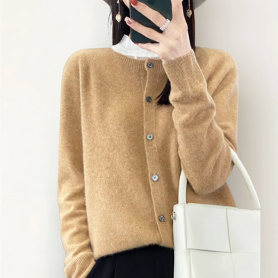 Emily | Cardigan en laine mérinos à col rond