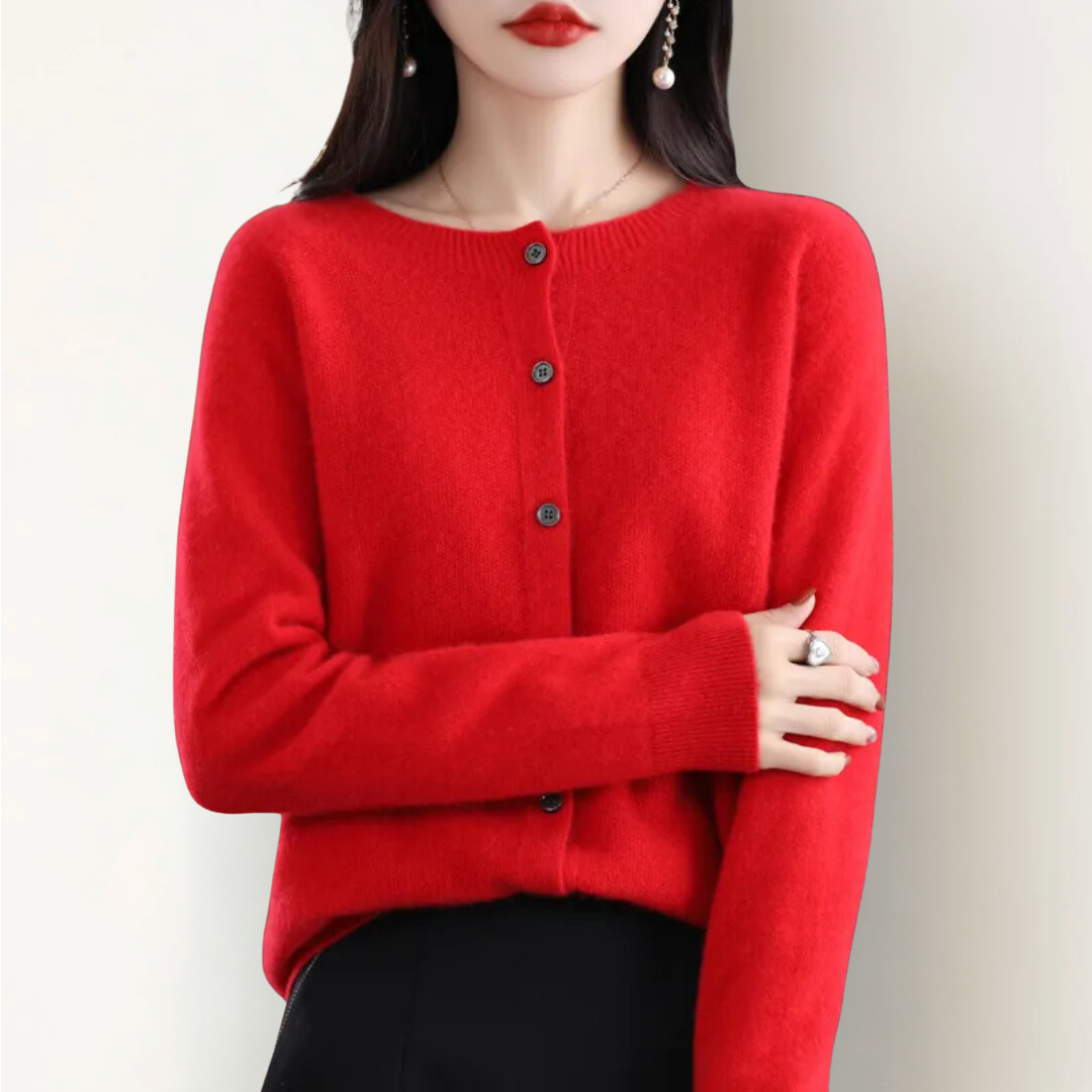 Emily | Cardigan en laine mérinos à col rond