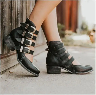 Dahlia | Talons en cuir vintage avec boucle