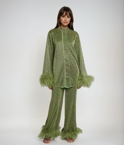 Marine | Ensemble deux pièces avec collier en plumes