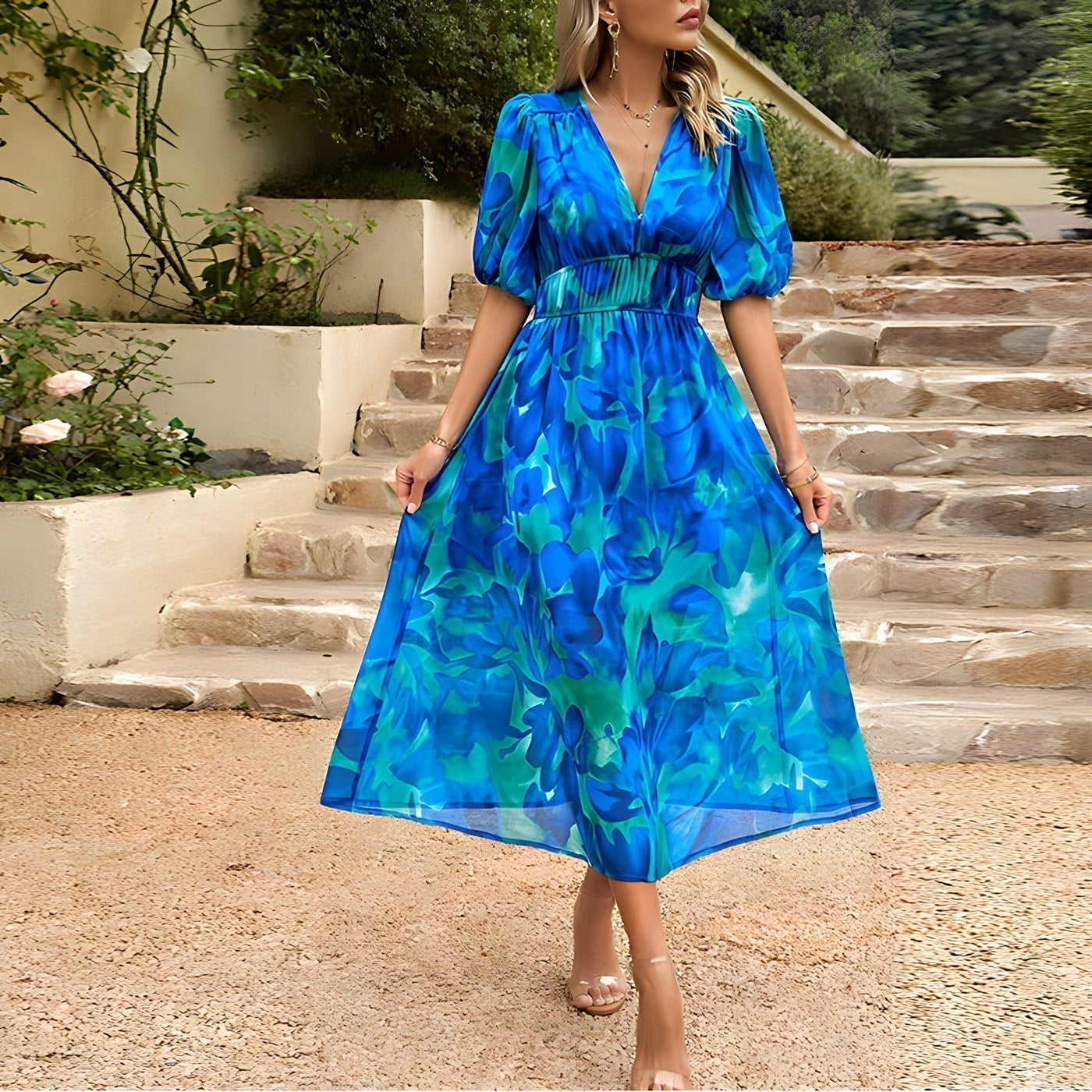 Isabelle | Robe midi avec col en V