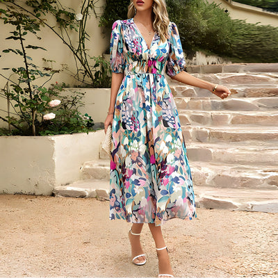 Isabelle | Robe midi avec col en V