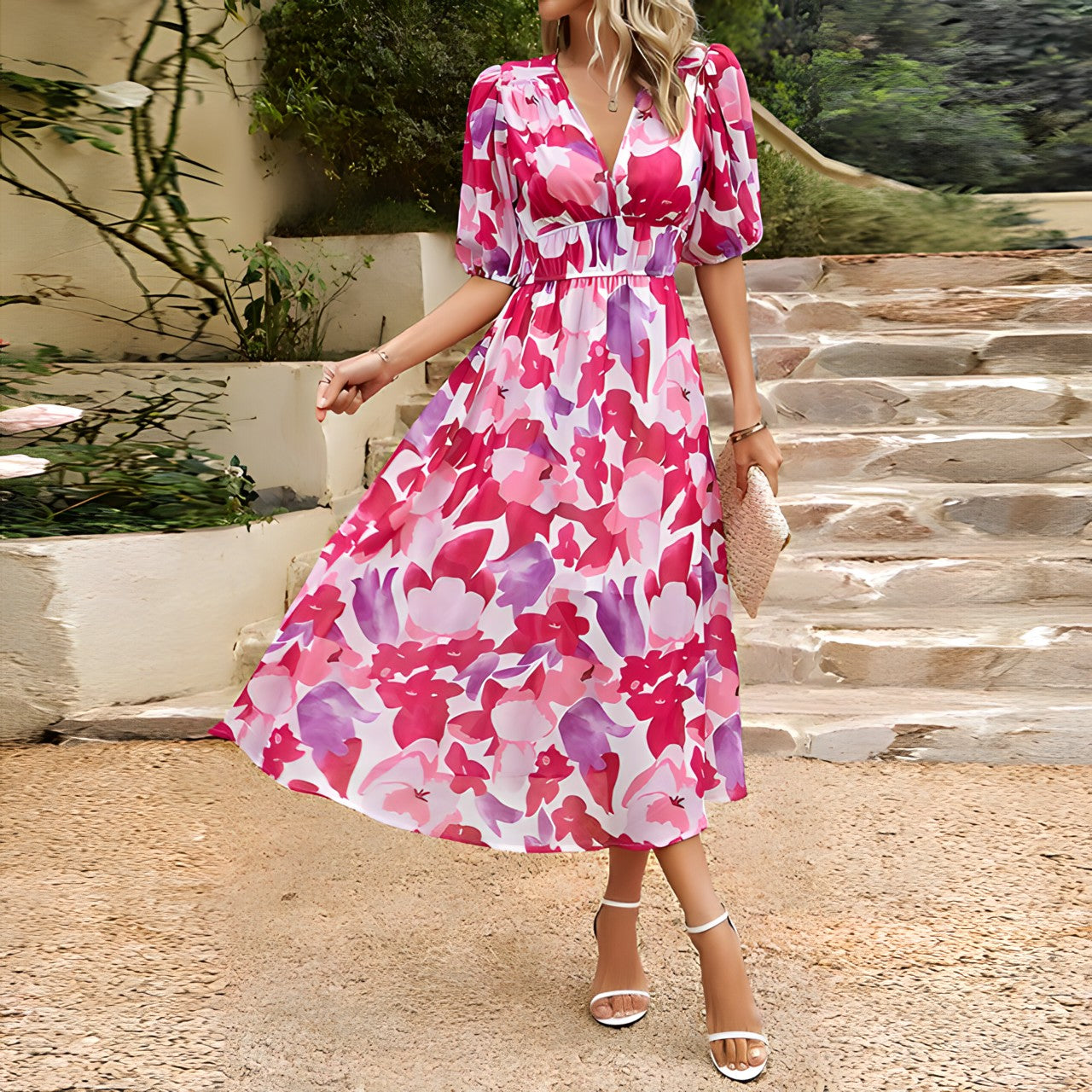 Isabelle | Robe midi avec col en V