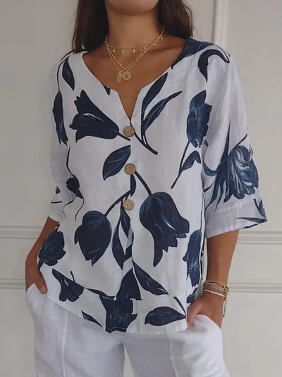 Coralie | Blouse florale à boutons