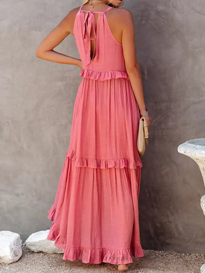 Apolline | Robe longue à volants et à rabats