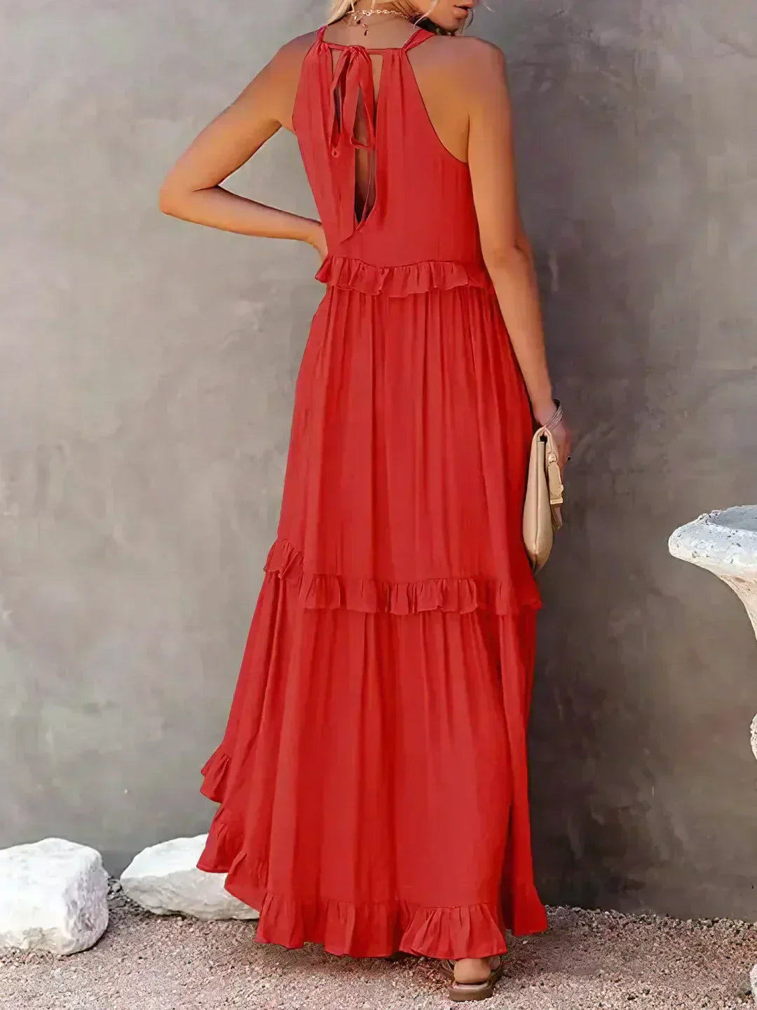 Apolline | Robe longue à volants et à rabats