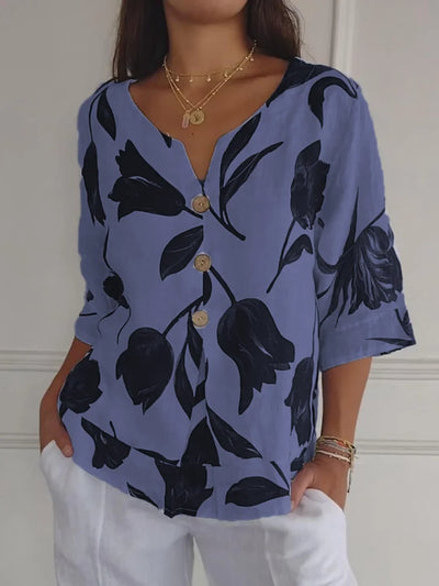 Coralie | Blouse florale à boutons