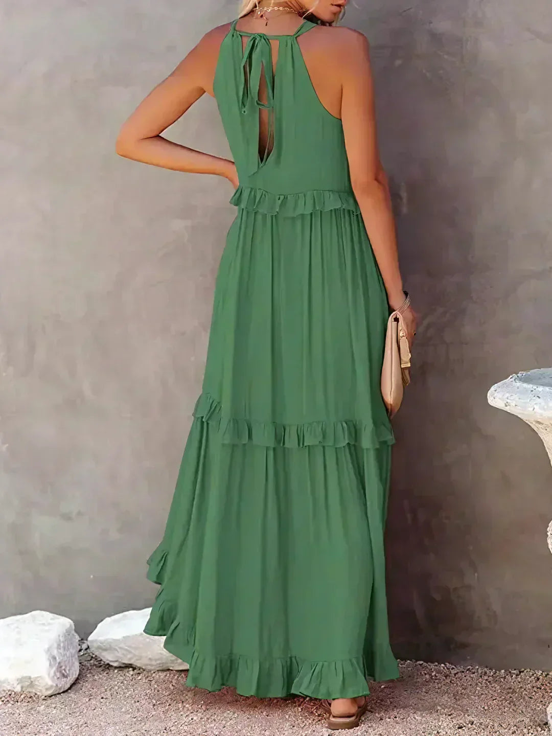 Apolline | Robe longue à volants et à rabats