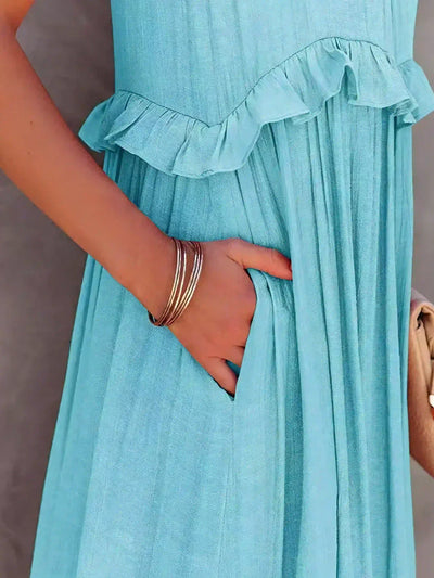 Apolline | Robe longue à volants et à rabats
