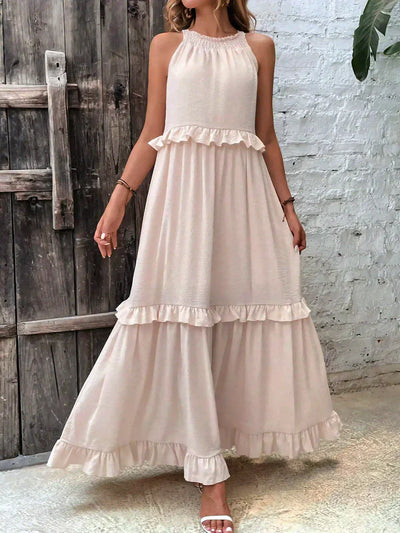Apolline | Robe longue à volants et à rabats