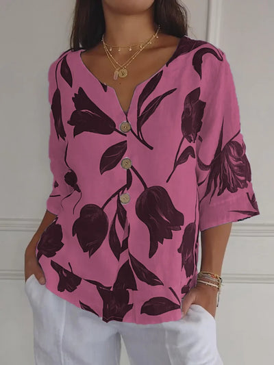 Coralie | Blouse florale à boutons