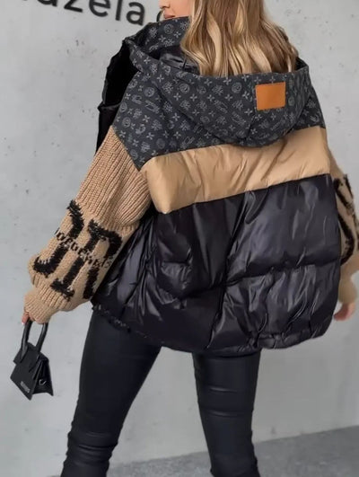 Doudoune chic à blocs de couleurs