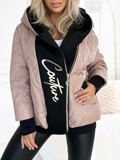 Manteau à capuche décontracté avec fermeture éclair pour femmes