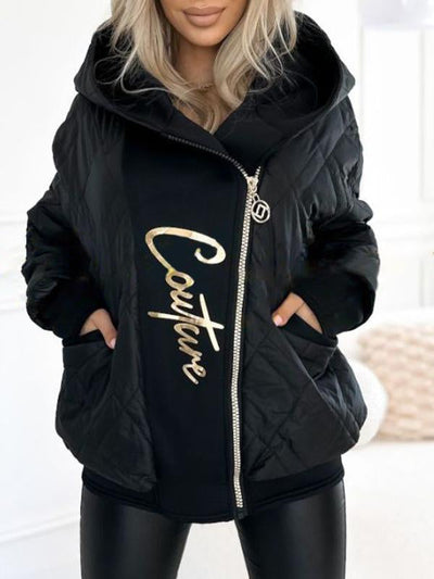 Manteau à capuche décontracté avec fermeture éclair pour femmes