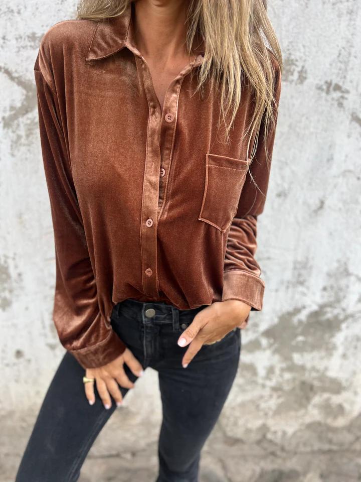 Estelle | Chemisier boutonné en velours