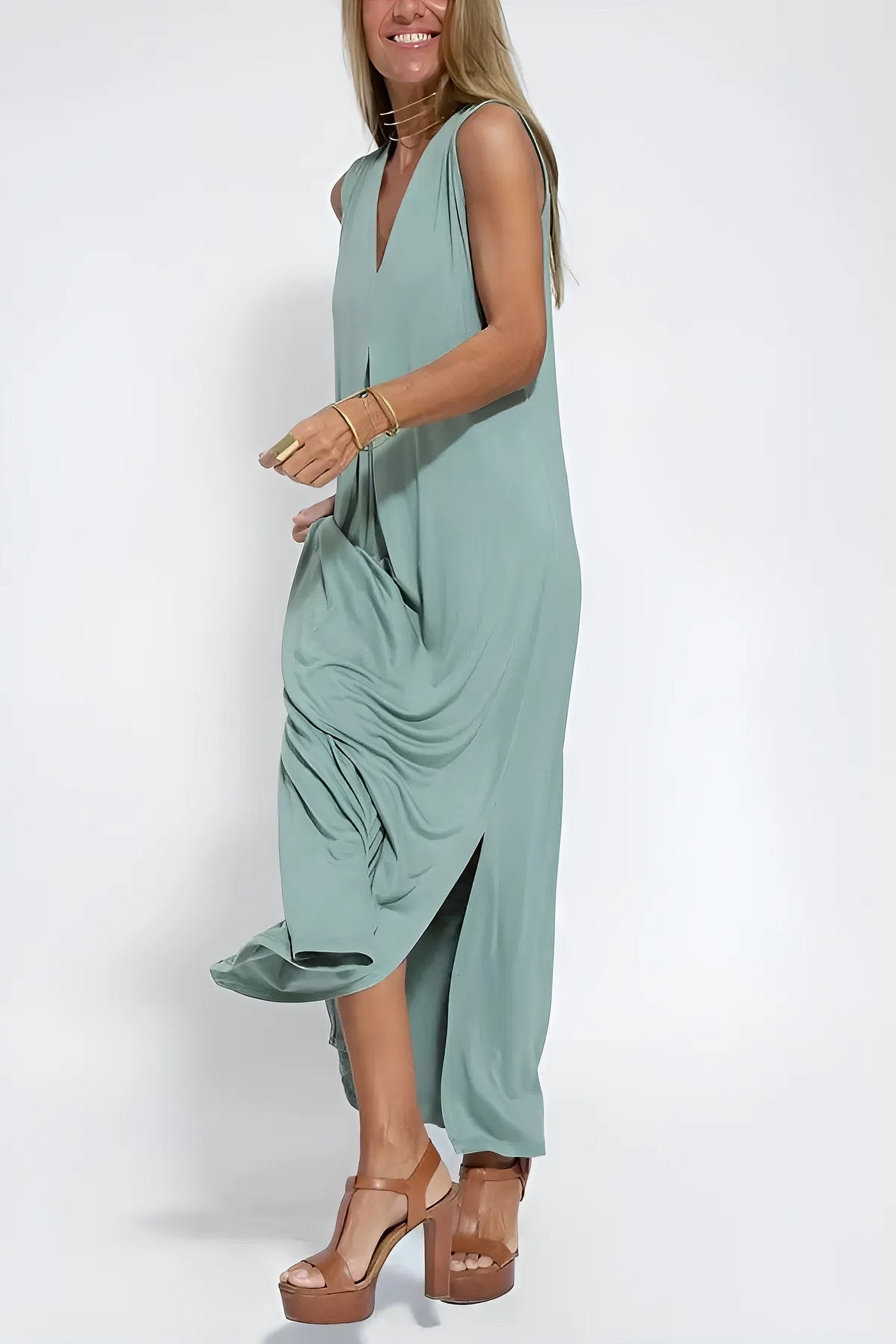 Camille | Robe longue élégante + cardigan assorti